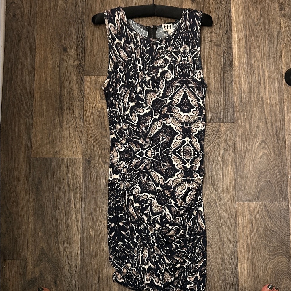 Haute Hippie | S | Animal Black and Cream Midi Dress
